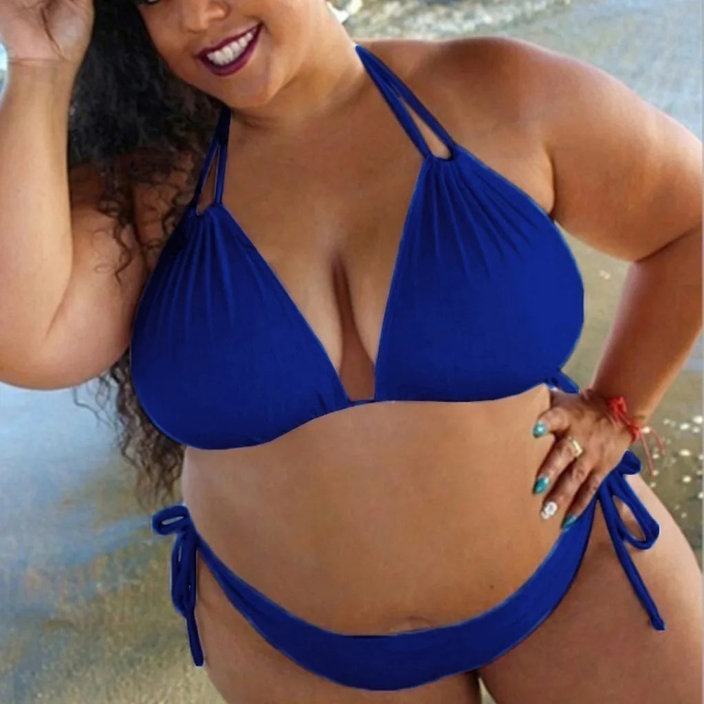 2024 Flattering High Cut Sexy Lace Up Plus Size Swimsuits