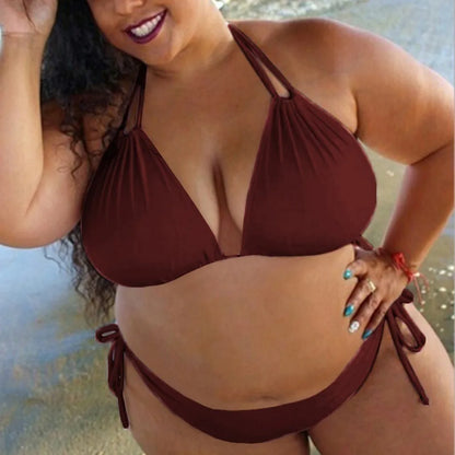 2024 Flattering High Cut Sexy Lace Up Plus Size Swimsuits