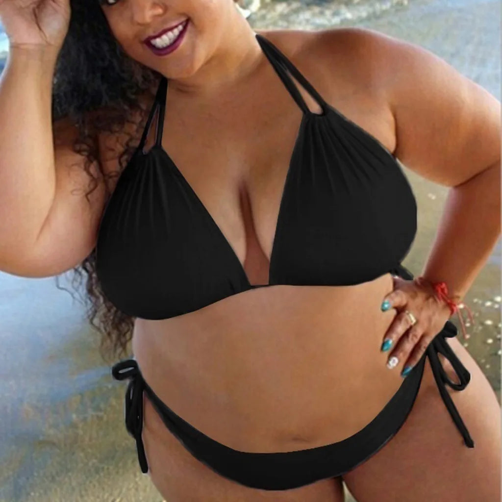 2024 Flattering High Cut Sexy Lace Up Plus Size Swimsuits