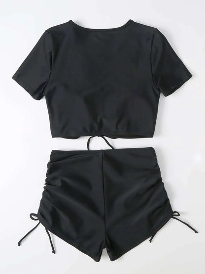 2024 Alluring V-neck Drawstring Sexy Basic Swimsuits