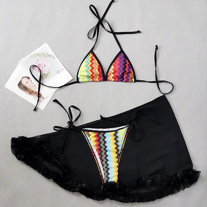 Push Up Sexy New Beach Yarn Skirt Three Piece Bikini Sets