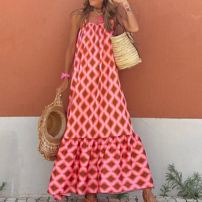 2024 Loose Round Neck Sleeveless Sweet Summer Boho Dress