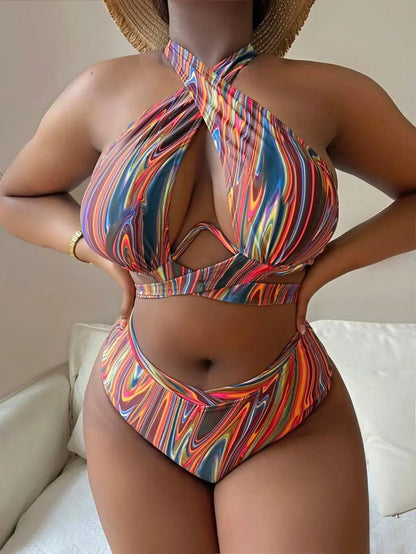 2024 Trendy High Wais Elegant Push Up Plus Size Swimsuits