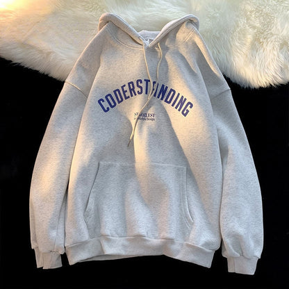 Oversize Letters Loose Hooded Sweatshirt