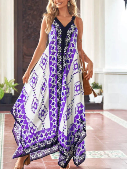 2024 Fashion Print Loose Straps Sexy Long Boho Dress