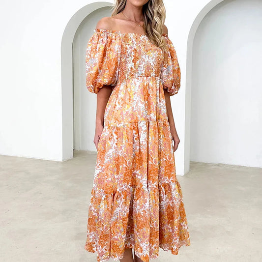 2024 Sexy Floral Printed A-Line Maxi Boho Dress