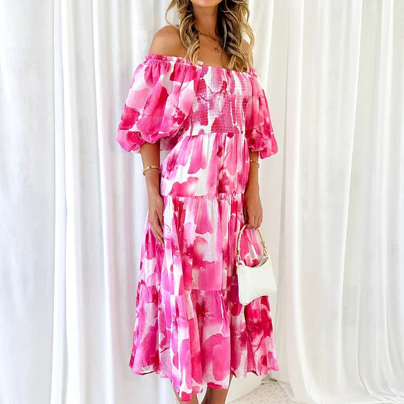 2024 Sexy Floral Printed A-Line Maxi Boho Dress