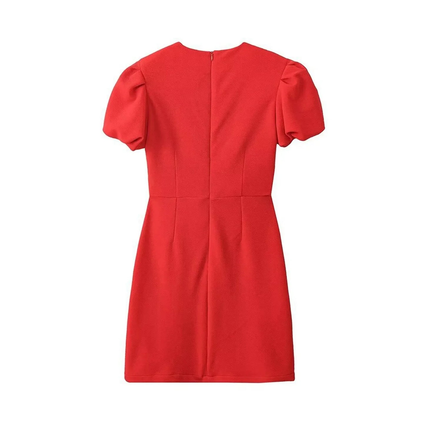 Slim Fit Red Mini Fashion Metal Love Female New Elegant Club Party Sexy Hollow Out Short Sleeve Dress