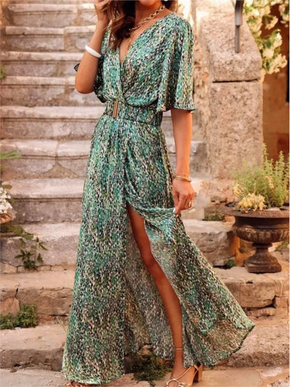 2024 Summer Sexy Short Sleeve Party Long Boho Dress