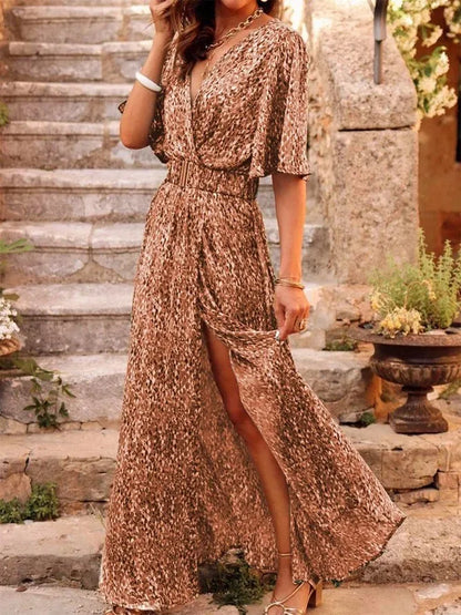 2024 Summer Sexy Short Sleeve Party Long Boho Dress