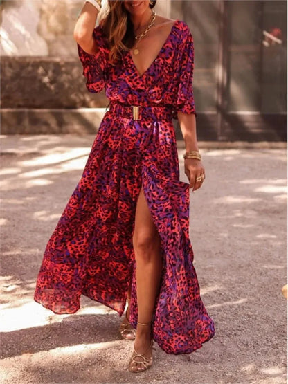 2024 Summer Sexy Short Sleeve Party Long Boho Dress