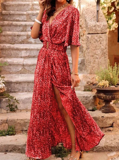 2024 Summer Sexy Short Sleeve Party Long Boho Dress