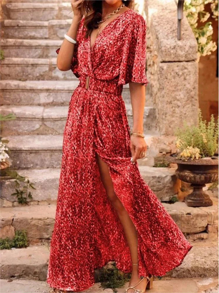 2024 Summer Sexy Short Sleeve Party Long Boho Dress