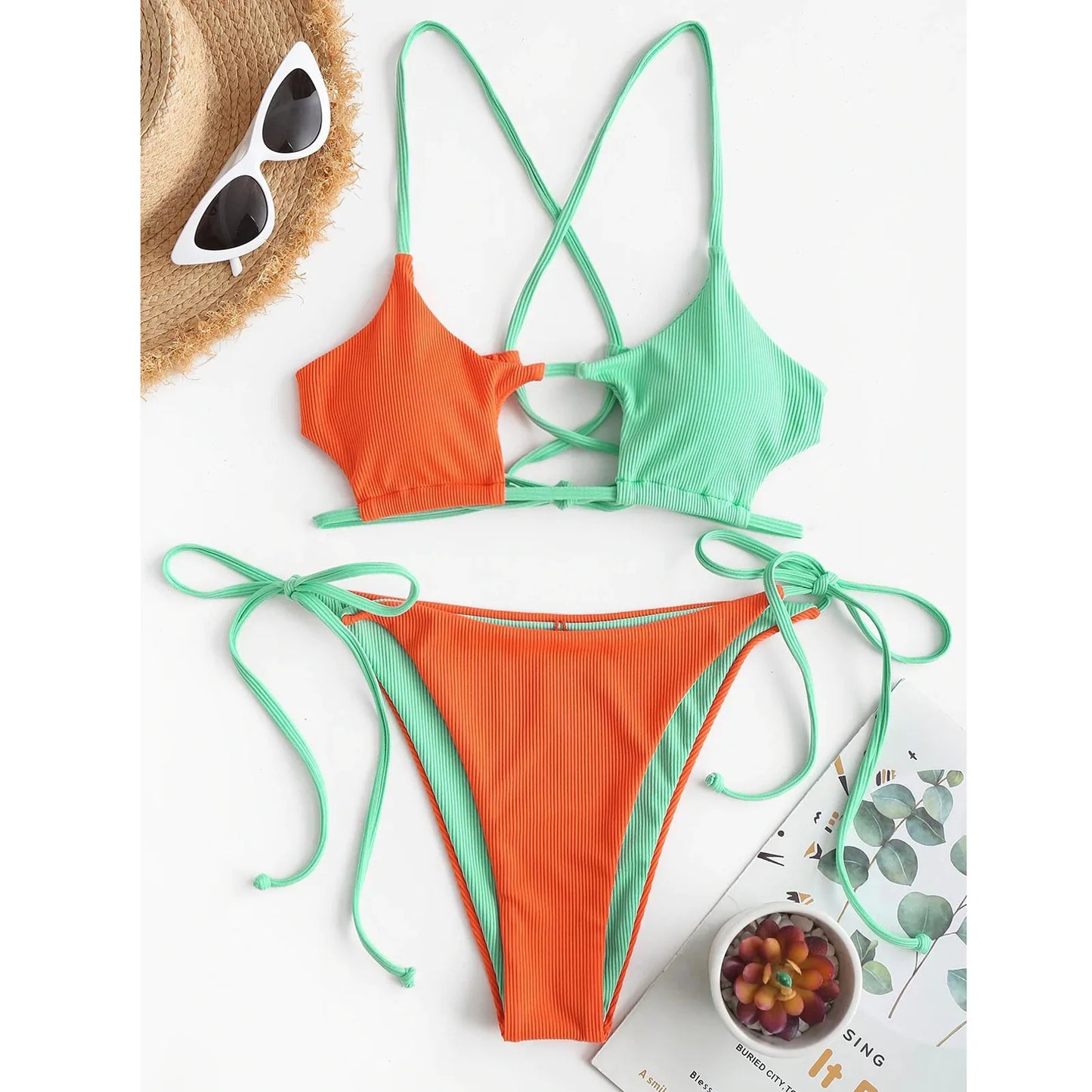 String Bikini Sexy Push Up High Cut Halter Bikini Sets