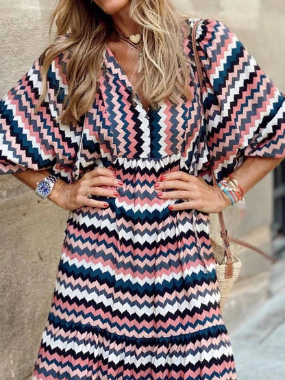 2024 Oversized Lace-Up Long Sleeves Beach Party Boho Dress