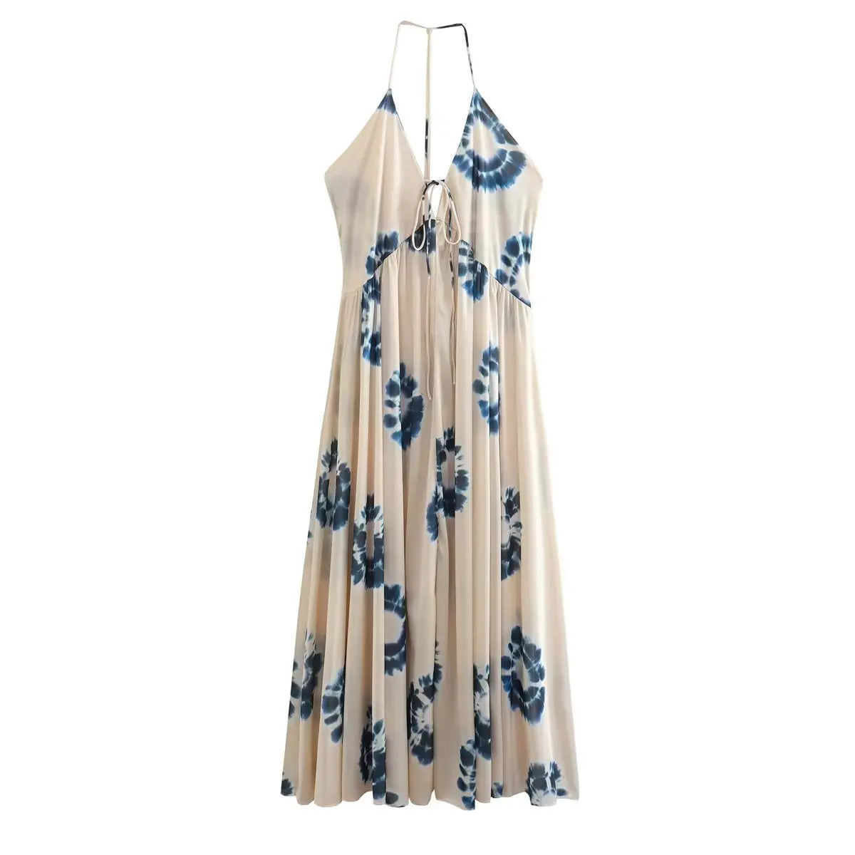 Sexy  Backless  Sleeveless  Deep V Neck  Strap  Women  Robe  Print  Summer  Beach  Oversize  Loose  Vestidos Boho Dress