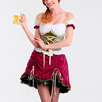 Traditional Oktoberfest Dirndl German Austrian Peasant Beer Wench Maid Costume Bavarian Halloween Dress