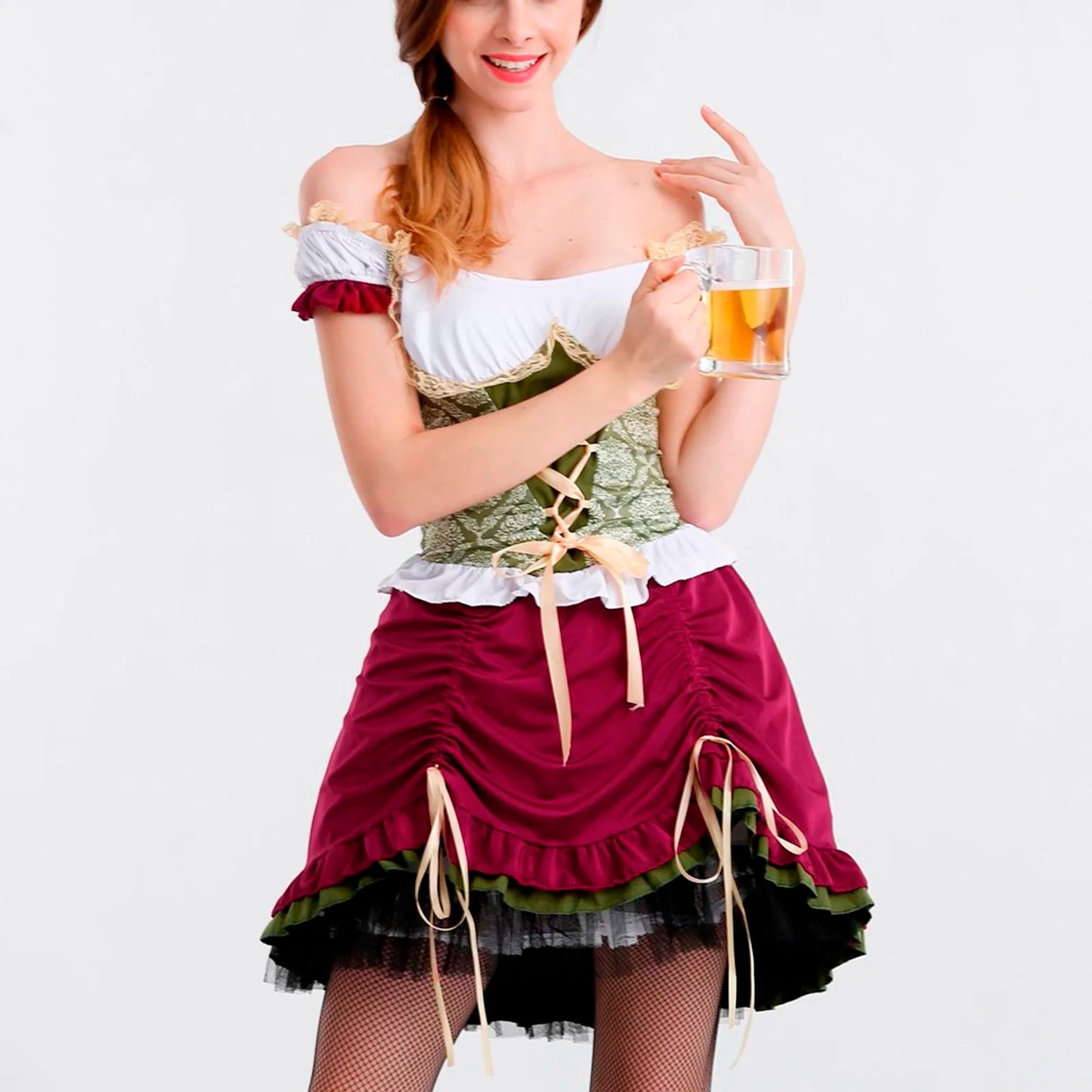 Traditional Oktoberfest Dirndl German Austrian Peasant Beer Wench Maid Costume Bavarian Halloween Dress