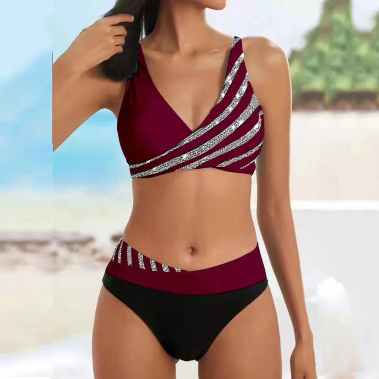 High Waisted Printed Tankini Sexy Pool Beach Bikini Sets