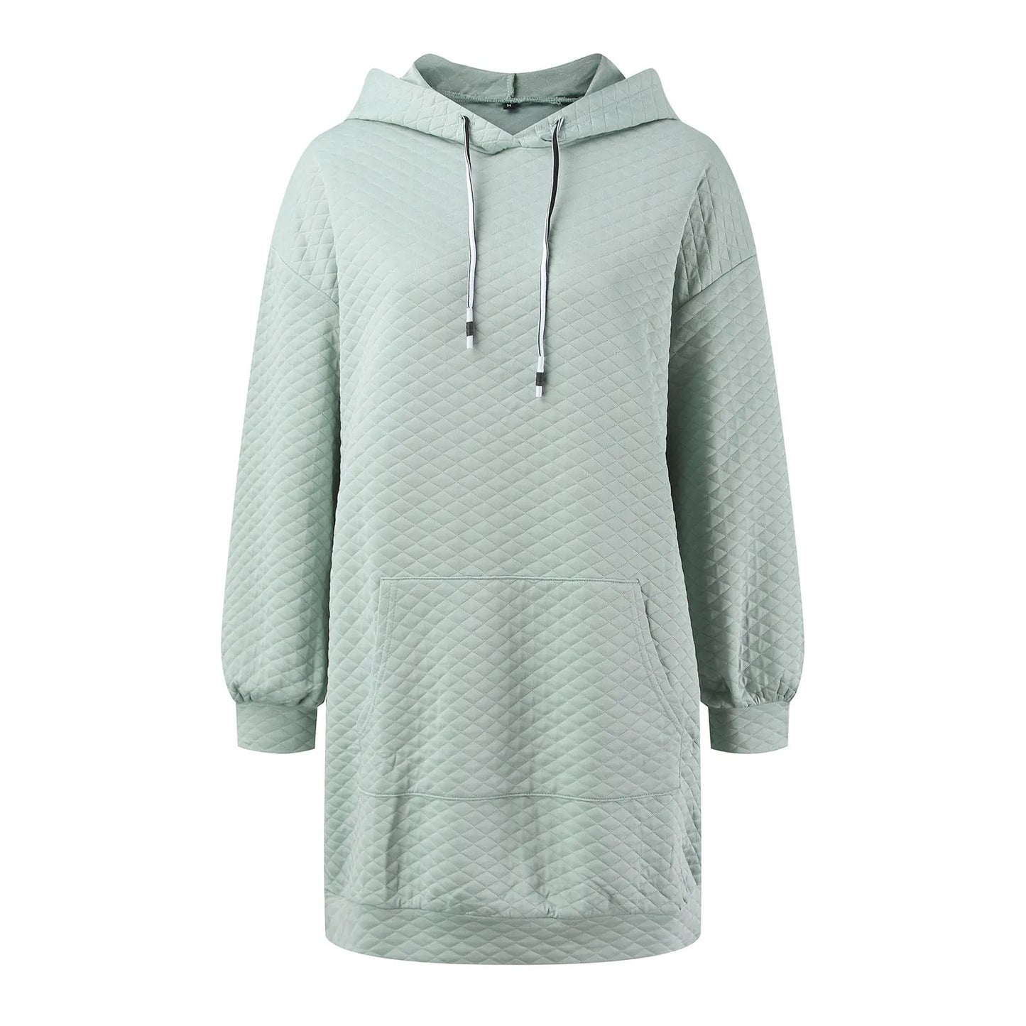 Solid Color Hoodies Casual Loose Pockets Drawstring Hooded Autumn Pullover Dress