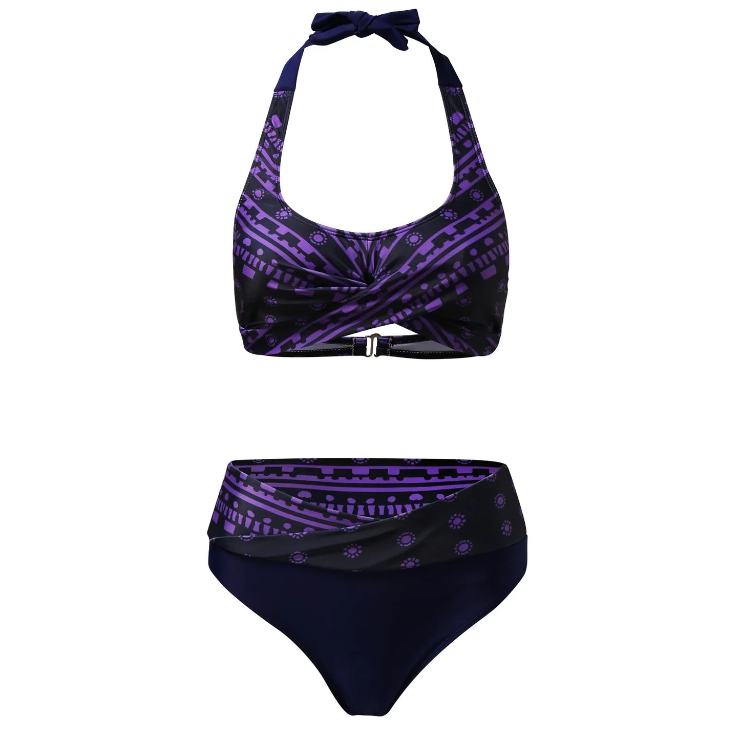 Cross Sport Bra Flower Printed Push-Up Two Pieces Bikini Sets