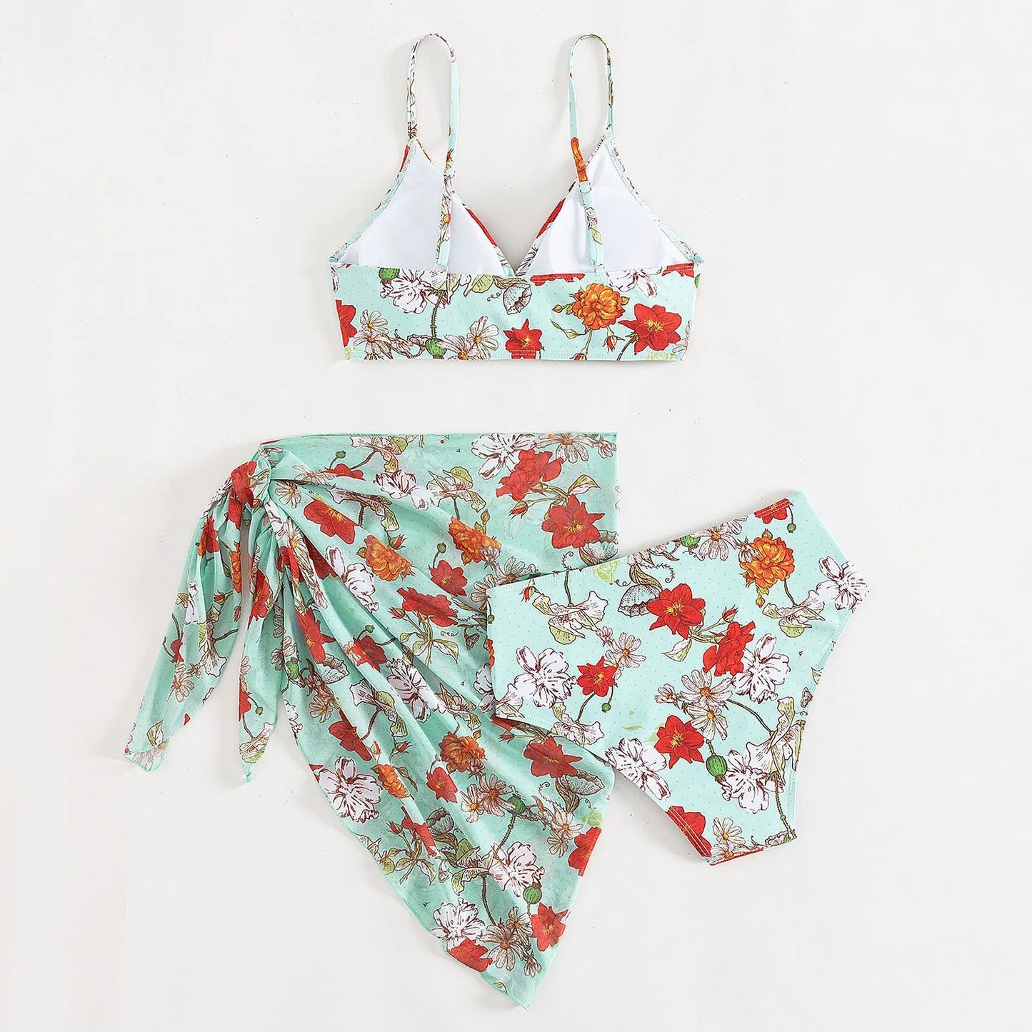 Fashion Floral Print Push Up Beach Female Bikini Sets