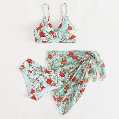 Fashion Floral Print Push Up Beach Female Bikini Sets