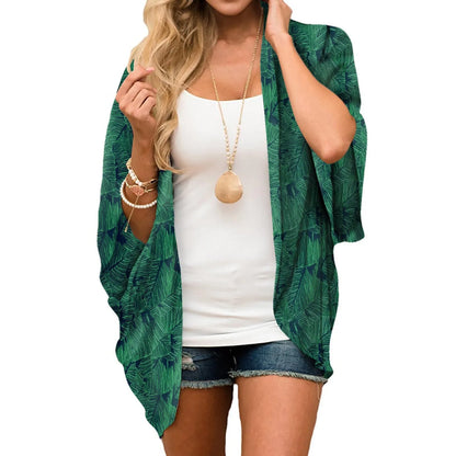 Loose Chiffon Casual Short-sleeved Fashionable Kimono Blouse Cardigan Bikini Sets