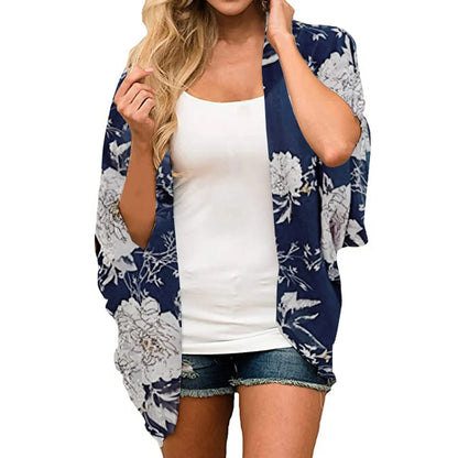 Loose Chiffon Casual Short-sleeved Fashionable Kimono Blouse Cardigan Bikini Sets