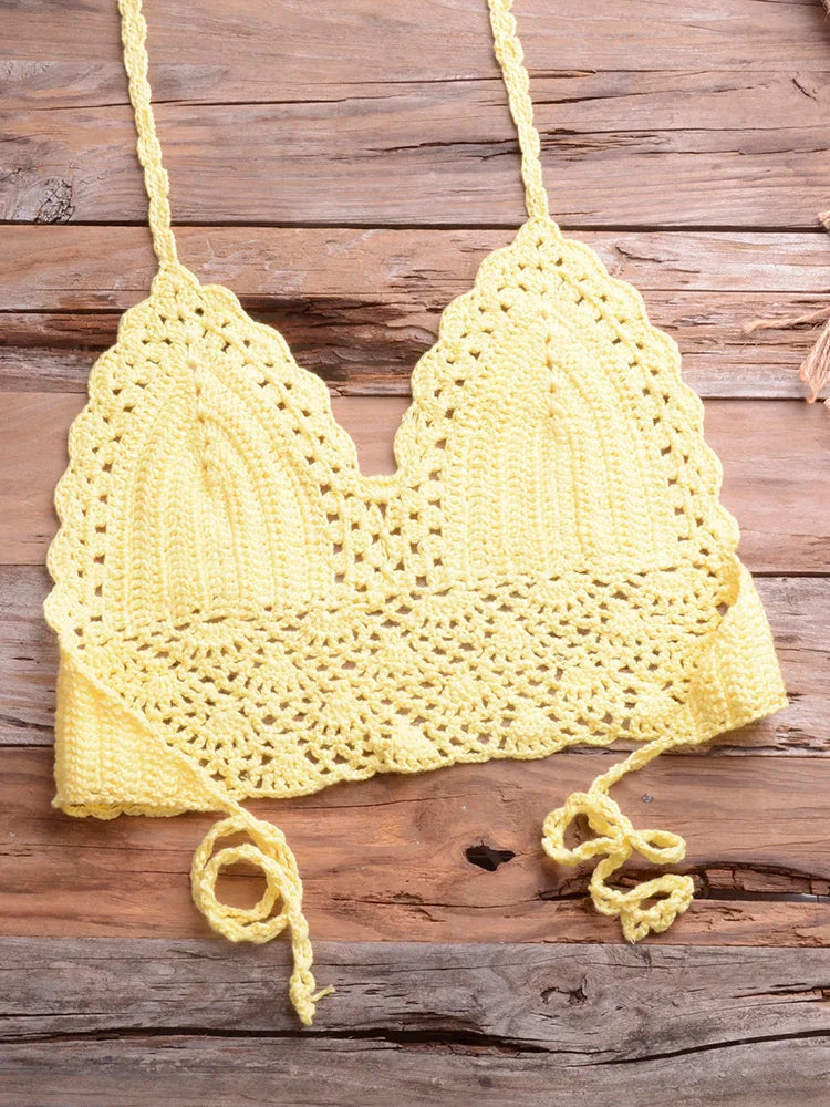 2024 Brazilian Knitted Shells Tassel Crochet Basic Swimsuits