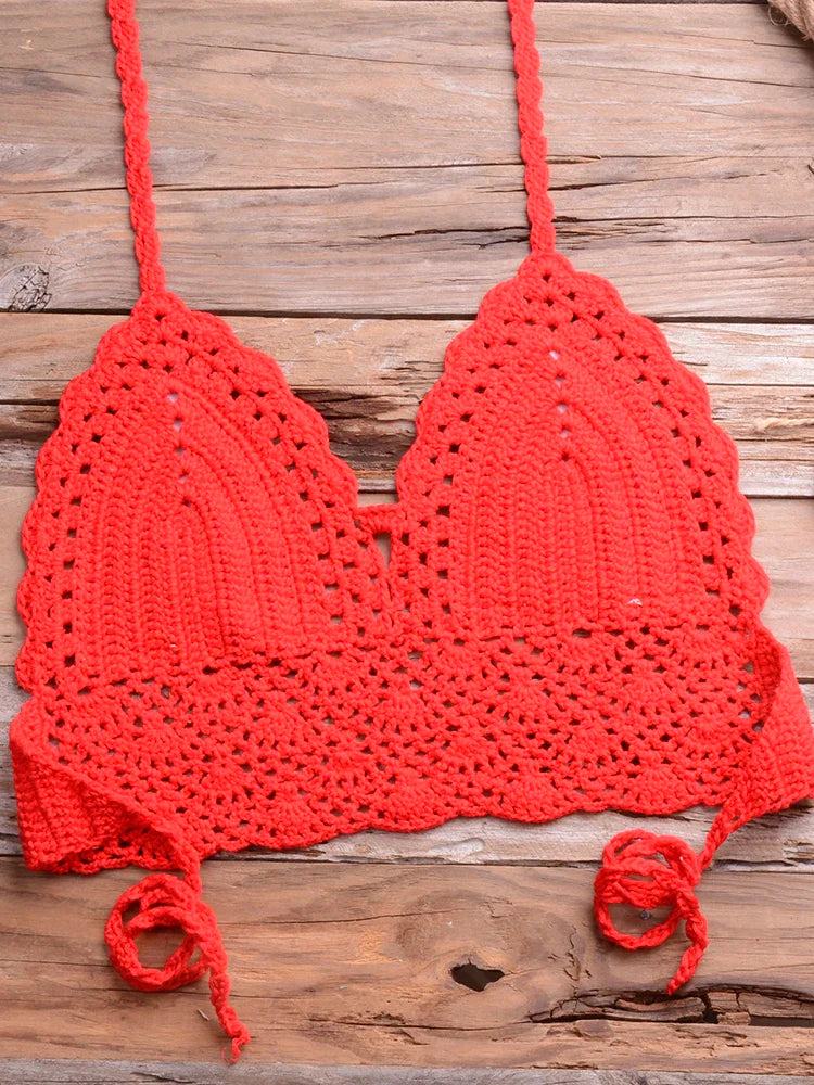 2024 Brazilian Knitted Shells Tassel Crochet Basic Swimsuits