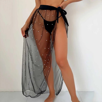 Fashion Sexy Black Mesh Long Sleeve Cover up Bikini Sets