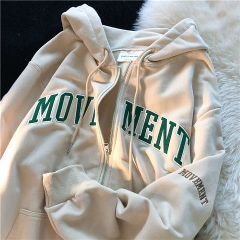 Zip Up Harajuku Aesthetic Letter Hoodies