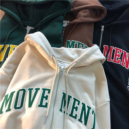 Zip Up Harajuku Aesthetic Letter Hoodies