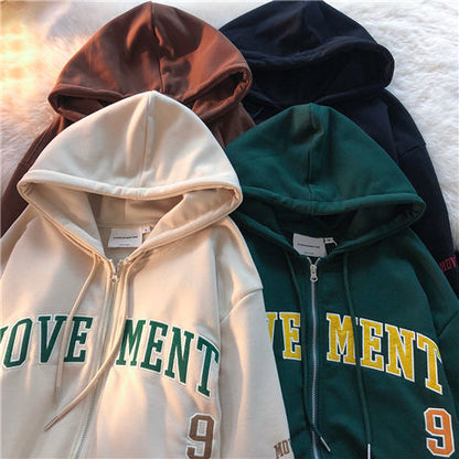 Zip Up Harajuku Aesthetic Letter Hoodies