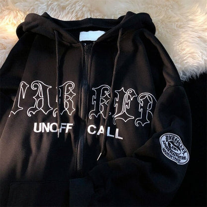 Zip Up Harajuku Aesthetic Letter Hoodies