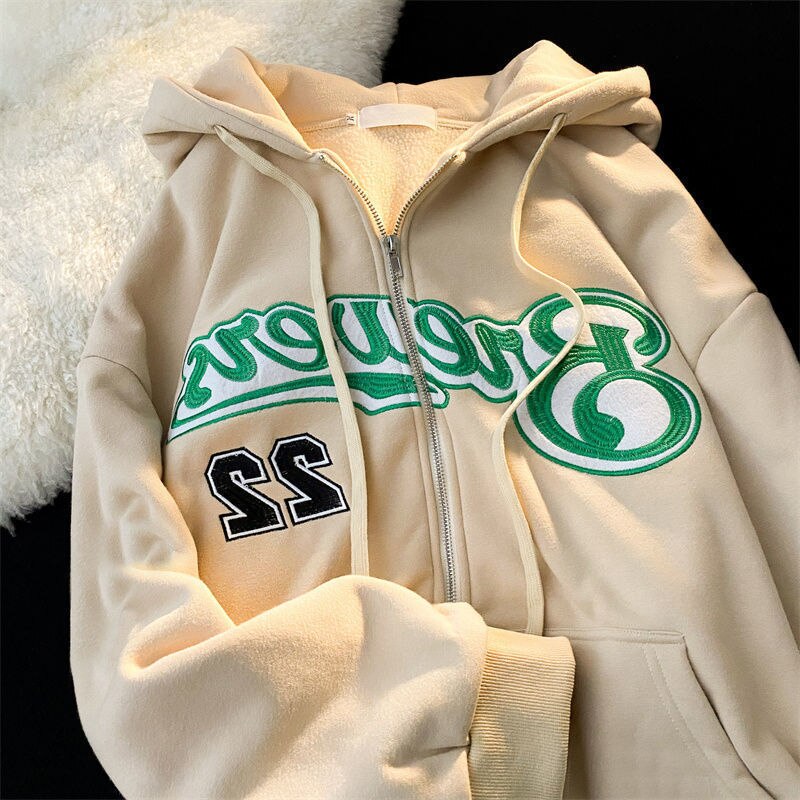 Zip Up Harajuku Aesthetic Letter Hoodies