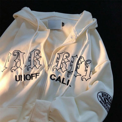 Zip Up Harajuku Aesthetic Letter Hoodies