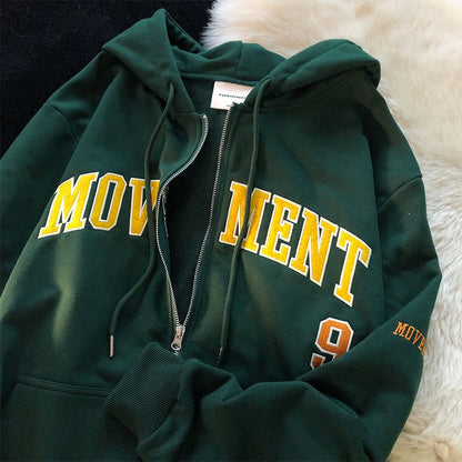 Zip Up Harajuku Aesthetic Letter Hoodies